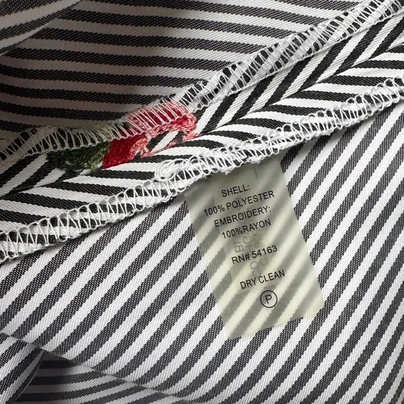 NWT Calvin Klein Striped Floral Embroidery Tie Waist Knee Length Dress Size 6 - Picture 11 of 11